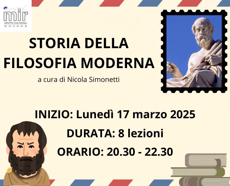 CORSO DI STORIA DELLA FILOSOFIA MODERNA Inizio 17 MARZO ore 20.30